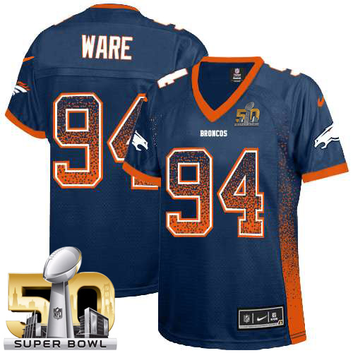 Women's Elite DeMarcus Ware Super Bowl L Nike Jersey Navy Blue - #94 Drift Fashion NFL Denver Broncos